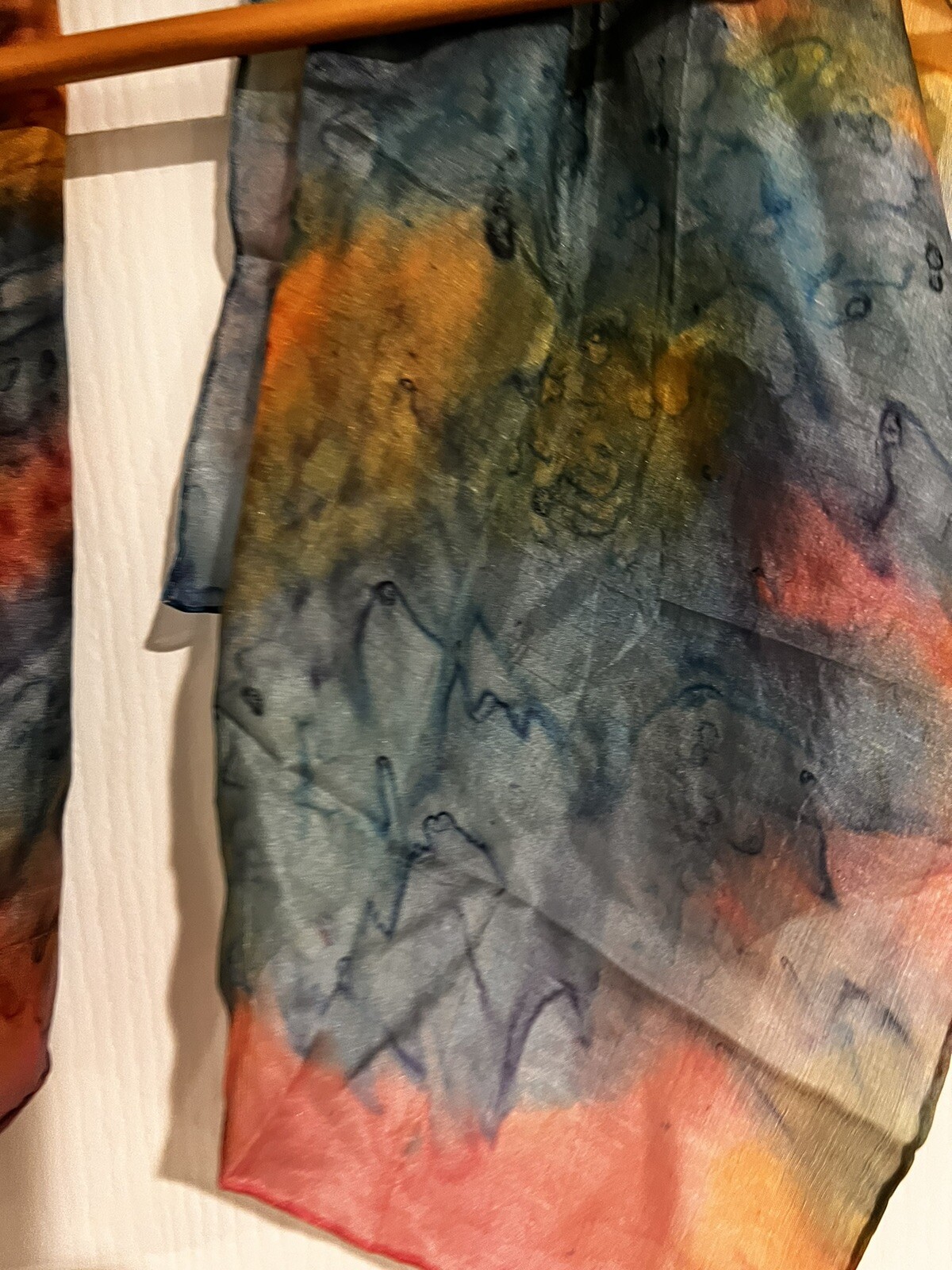 Silk Tie Dye Square Scarf 32” x 32”Purple Aqua Blue& White & Pink Unbranded