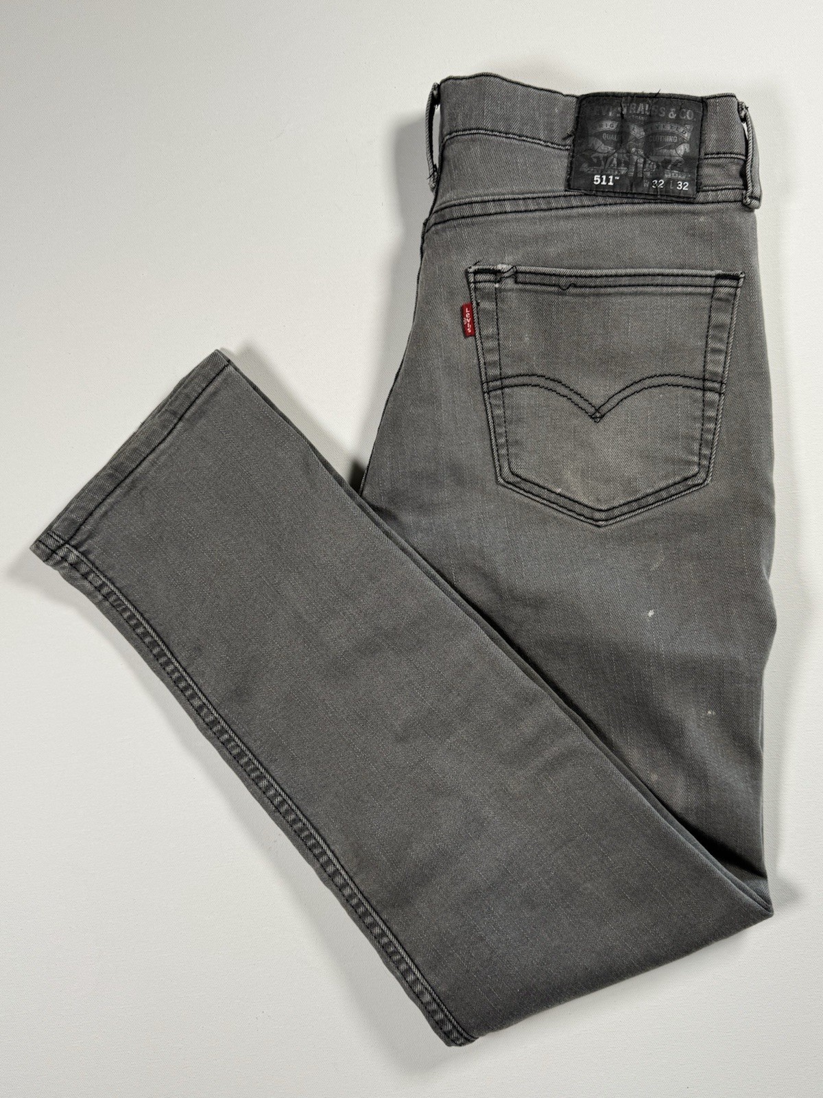 Levi’s 511 Slim Fit Jeans Men’s 32×32 Gray Denim Distressed Paint Splatter