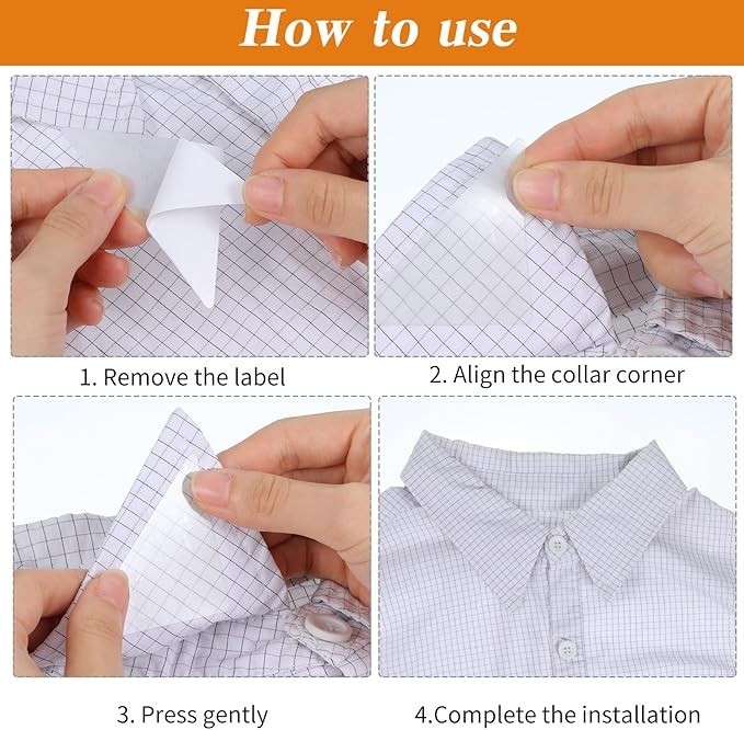 100pcs Collar Stays for Shirts Men Women Triangle Adhesive Polo Collar Support