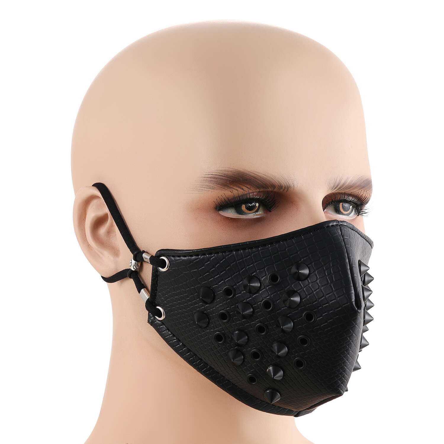 Men’s Punk Leather Rivet Half Face Mouth Mask Outdoors Motorcycle Biker Cosplay