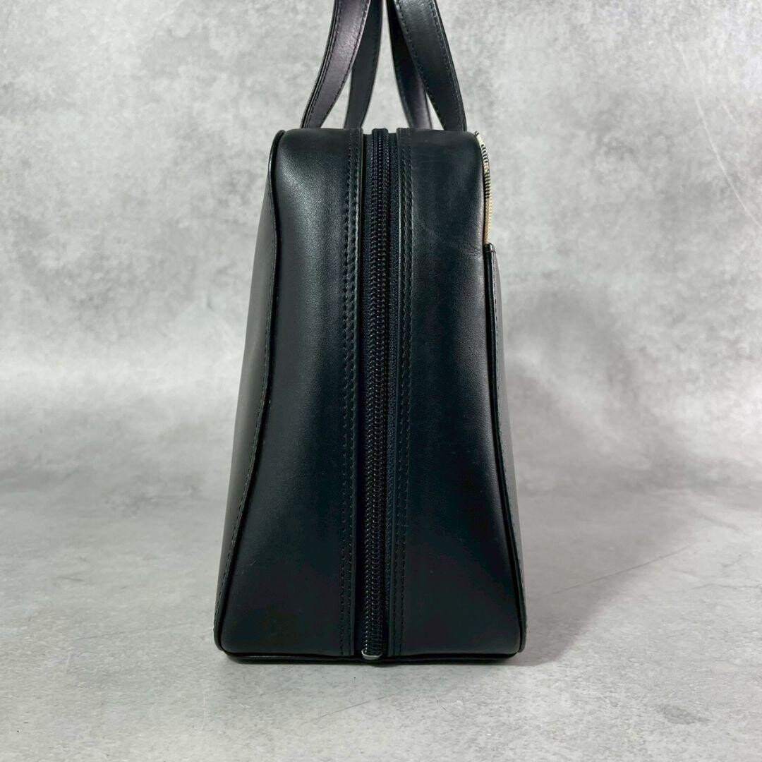 Burberry Nova Check Leather Canvas Handbag Black Beige Auth