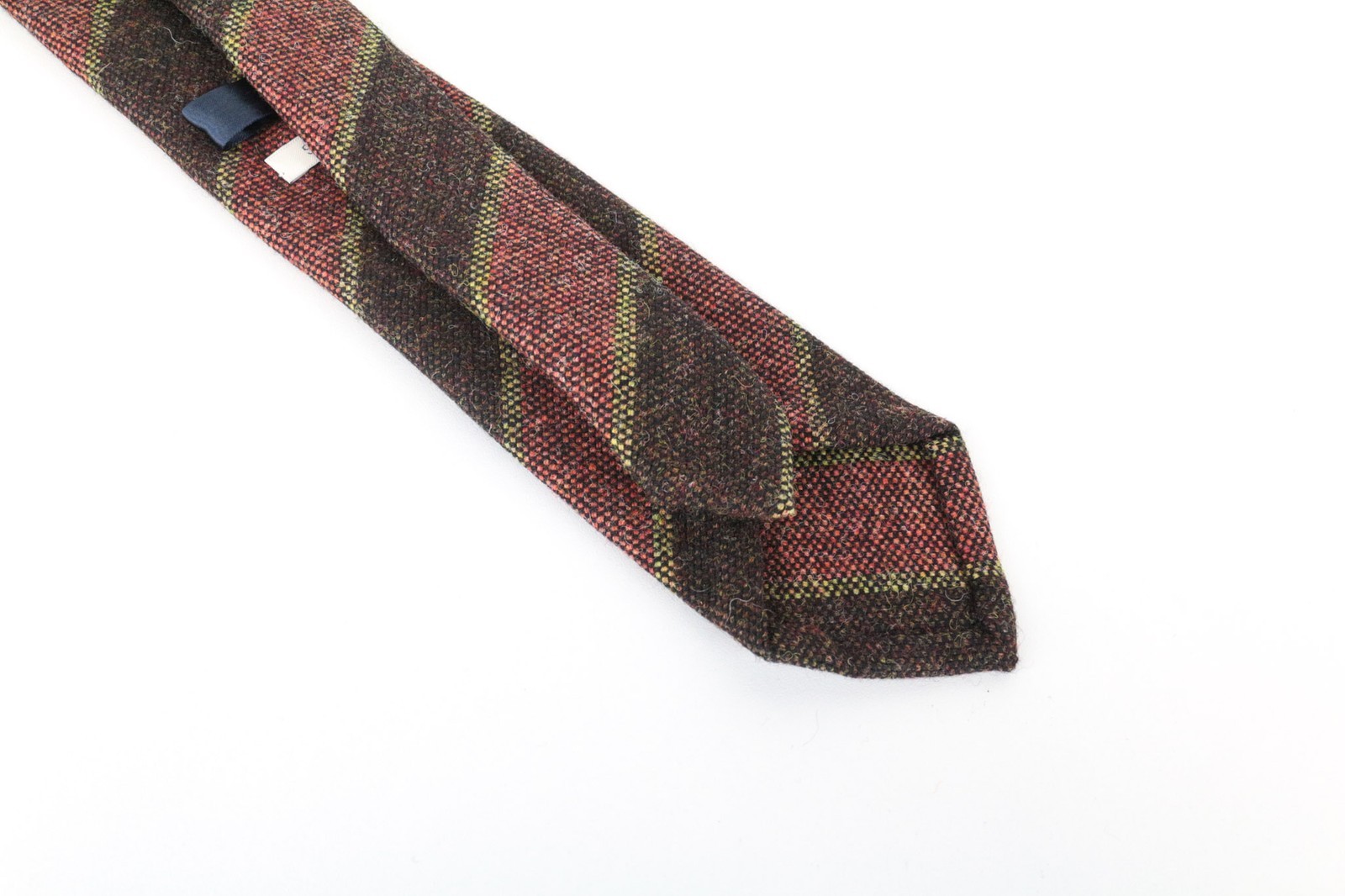 Suitsupply Men Necktie 150 x 8 cm Brown Striped Pure Wool Pointed-End