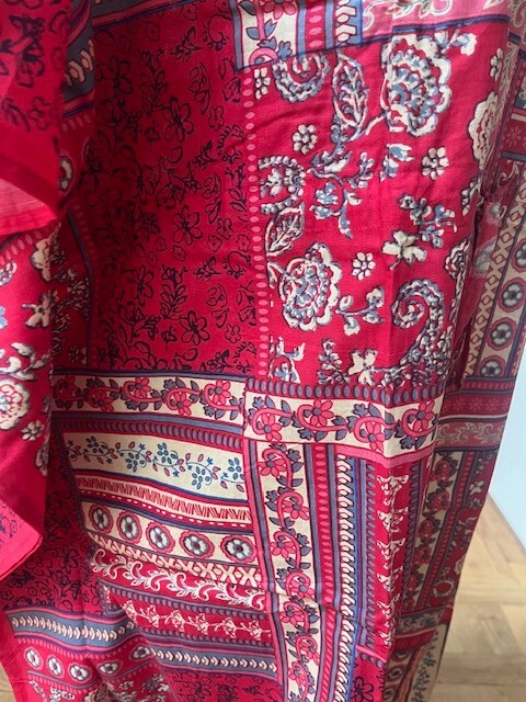 lovely HASLEMERE COLLECTIONS ladies long cotton cherry red print kaftan one size