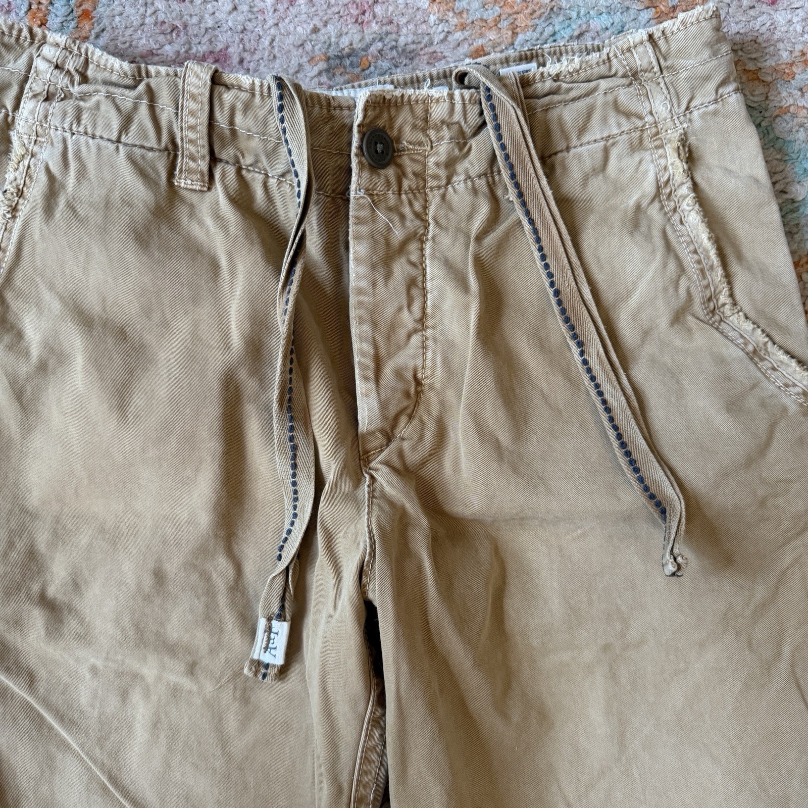 Abercrombie & Fitch Men’s Beige Fatigue Chino Pants 32W Flat Front Straight Leg
