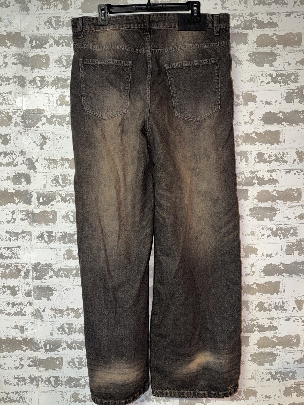 NWT! BoohooMAN Tall Baggy Rigid Washed Jeans – Brown – Size 36