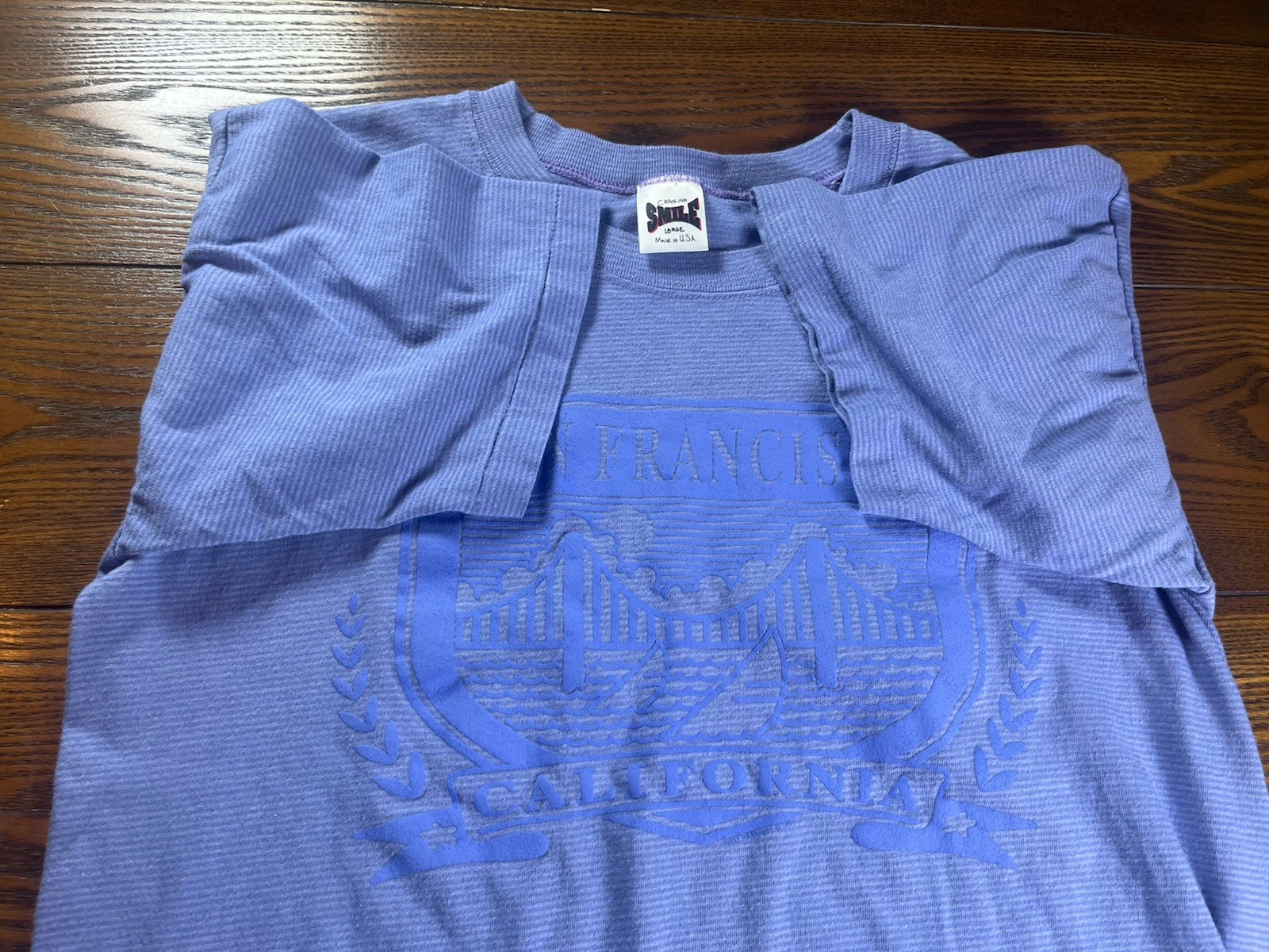 Vintage 80s 90s Striped Shirt Mens XL San Francisco California Blue USA Made