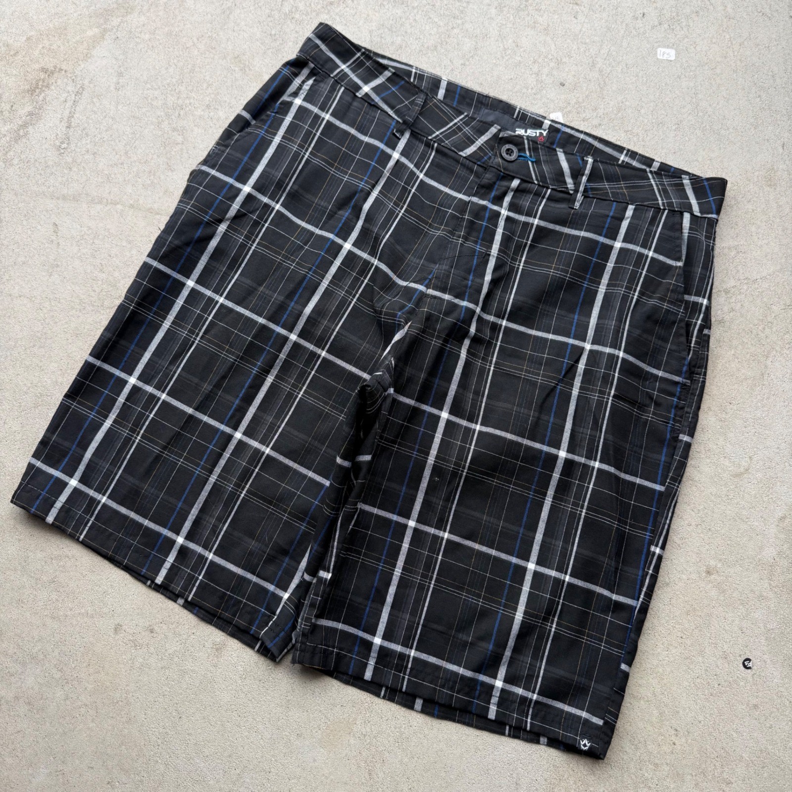 Y2K Mens Rusty Plaid Surf Skate Casual Goth Grunge Biker Walk Shorts 34