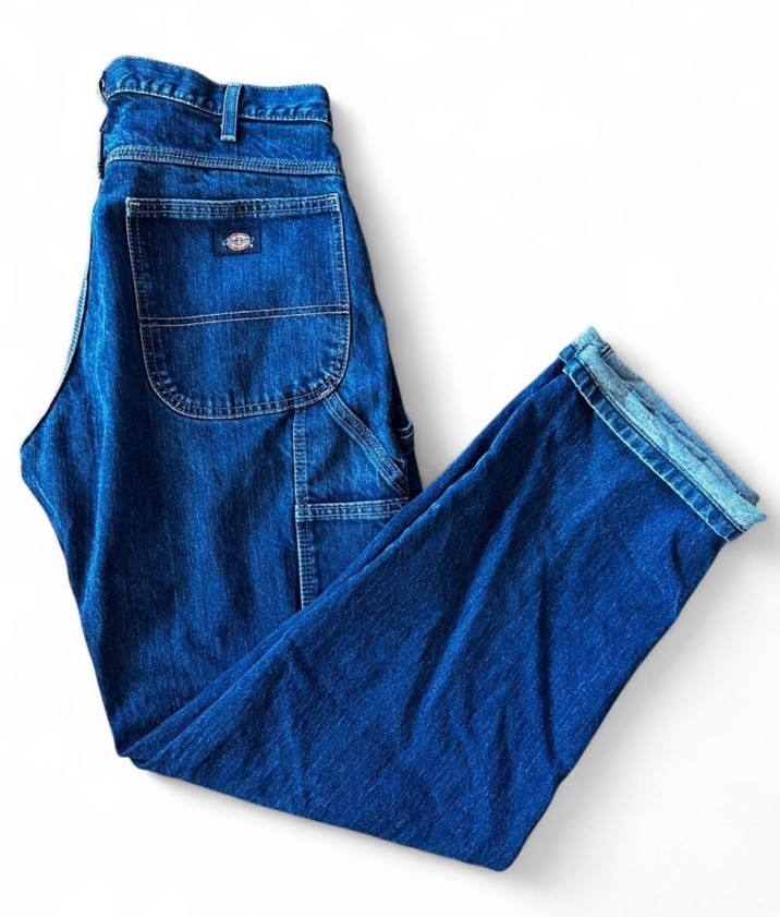 Dickies Men’s Blue Medium Wash Denim Carpenter Jeans Regular Fit Pockets Sz 36