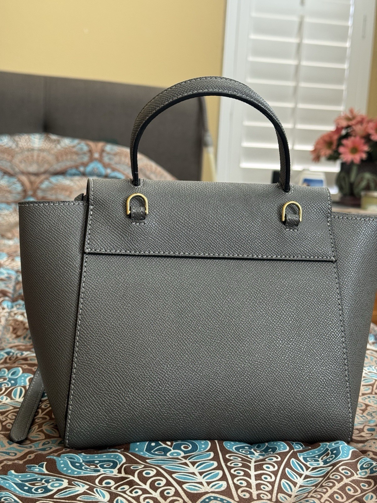 CELINE Gray Grained Nano Top Handle Bag strap is missing