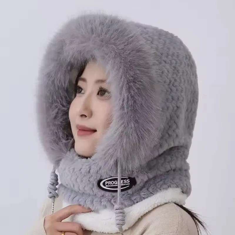 3 in 1 Womens Knit Beanie Hat Fleece Lined Winter Scarf Mask Set Snow Caps *****
