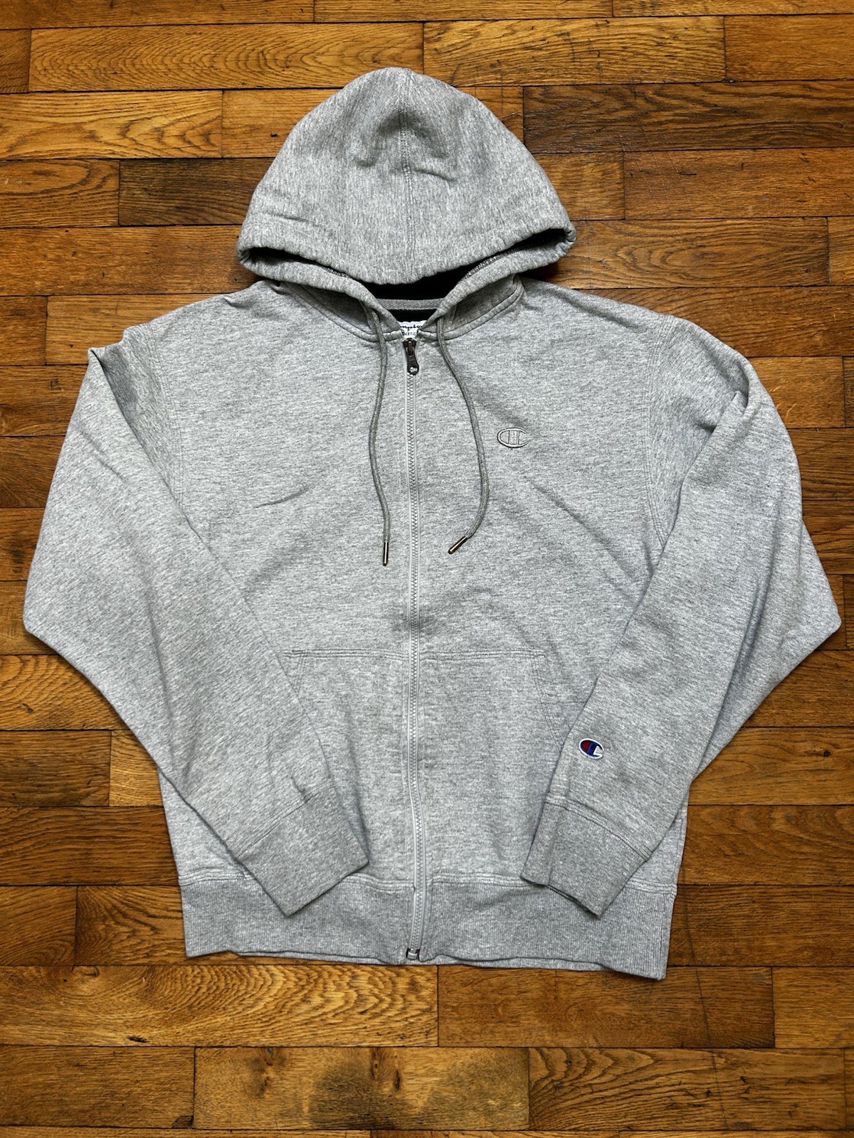 Champion Men’s M Silver Gray Full Zip Hoodie Sweatshirt