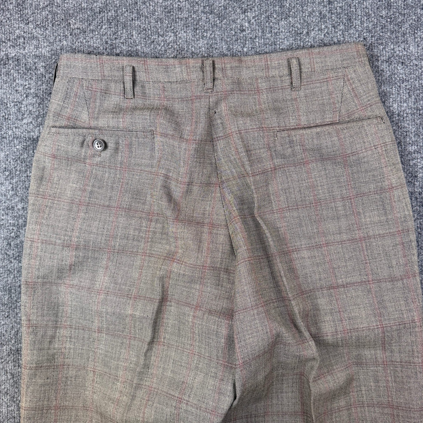 Vintage 50s Drop Loop Pants Mens 32×28 Plaid Wool Talon Zip Pleated Rockabilly