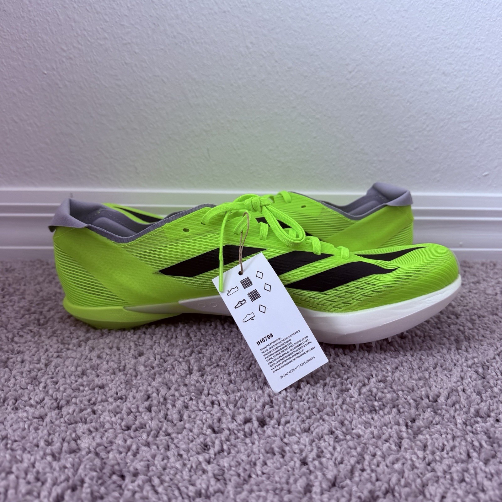 adidas Adizero Ambition ‘Lucid Lemon Black’ IH5798 Men’s Size 6.5 No Spikes