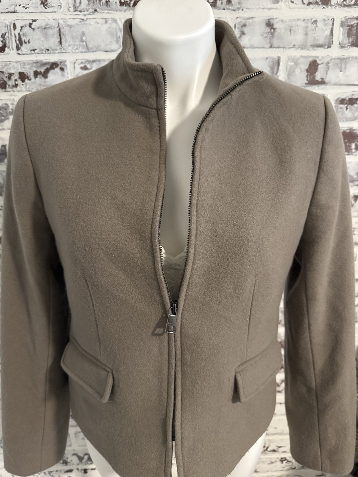 Banana Republic Mario Bellucci Wool Blend Coat Jacket Camel/Brown w/Full Zipper