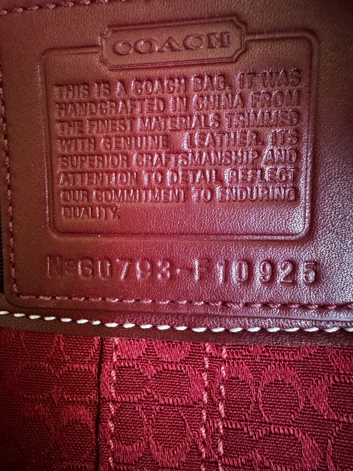 Coach F10925 SMALL Vintage Cherry Red Soho Y2K Signature C Canvas & Leather Bag