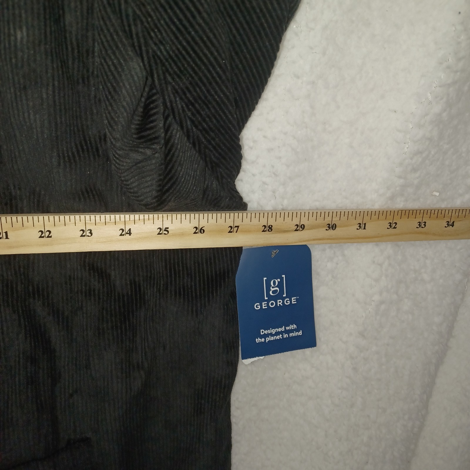 George Men’s 2XL 50-52 Corduroy Barn Button Up Jacket Black Soot (26B)