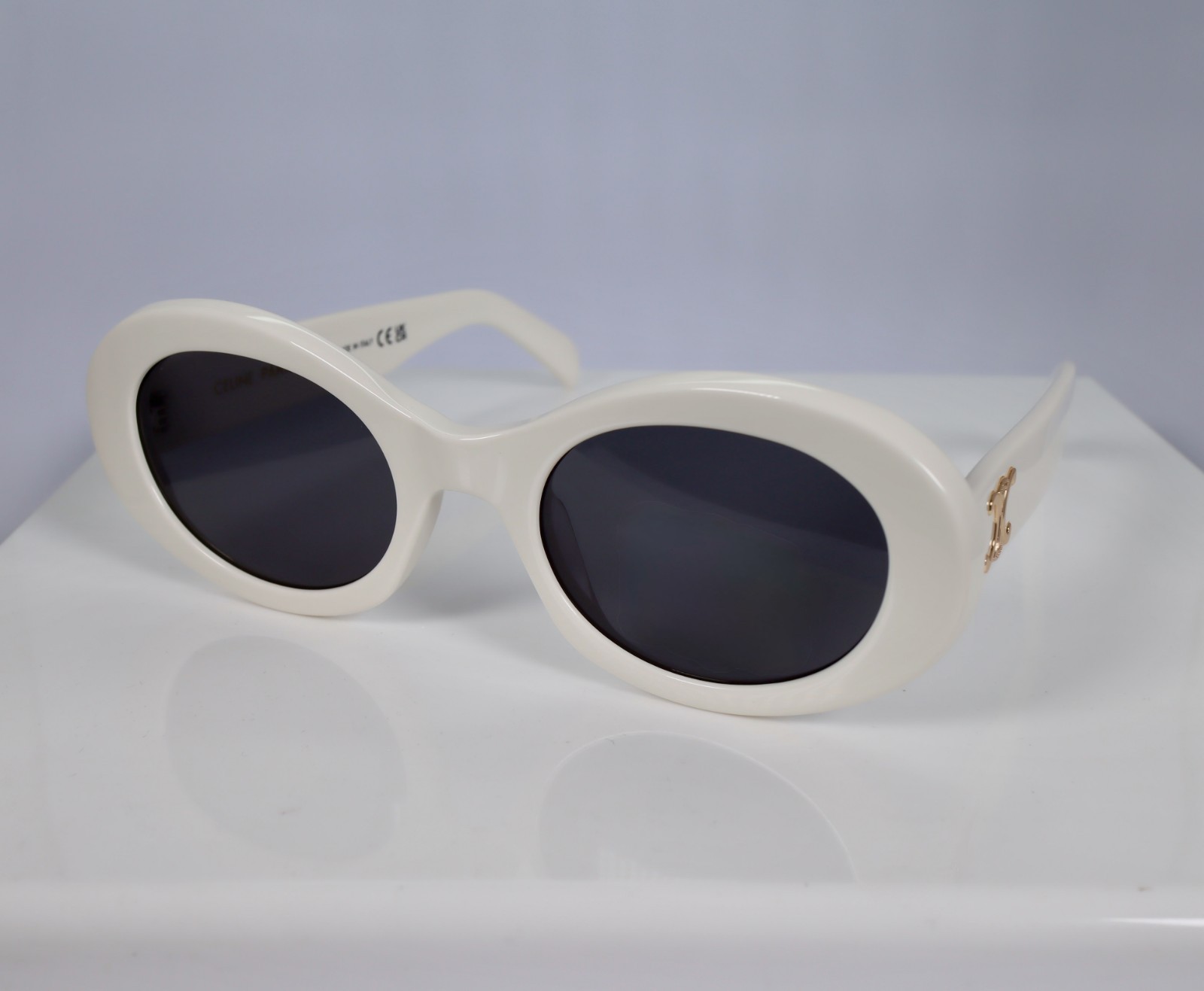 Celine CL40194U 25A 52mm Round White Sunglasses with Grey Lens