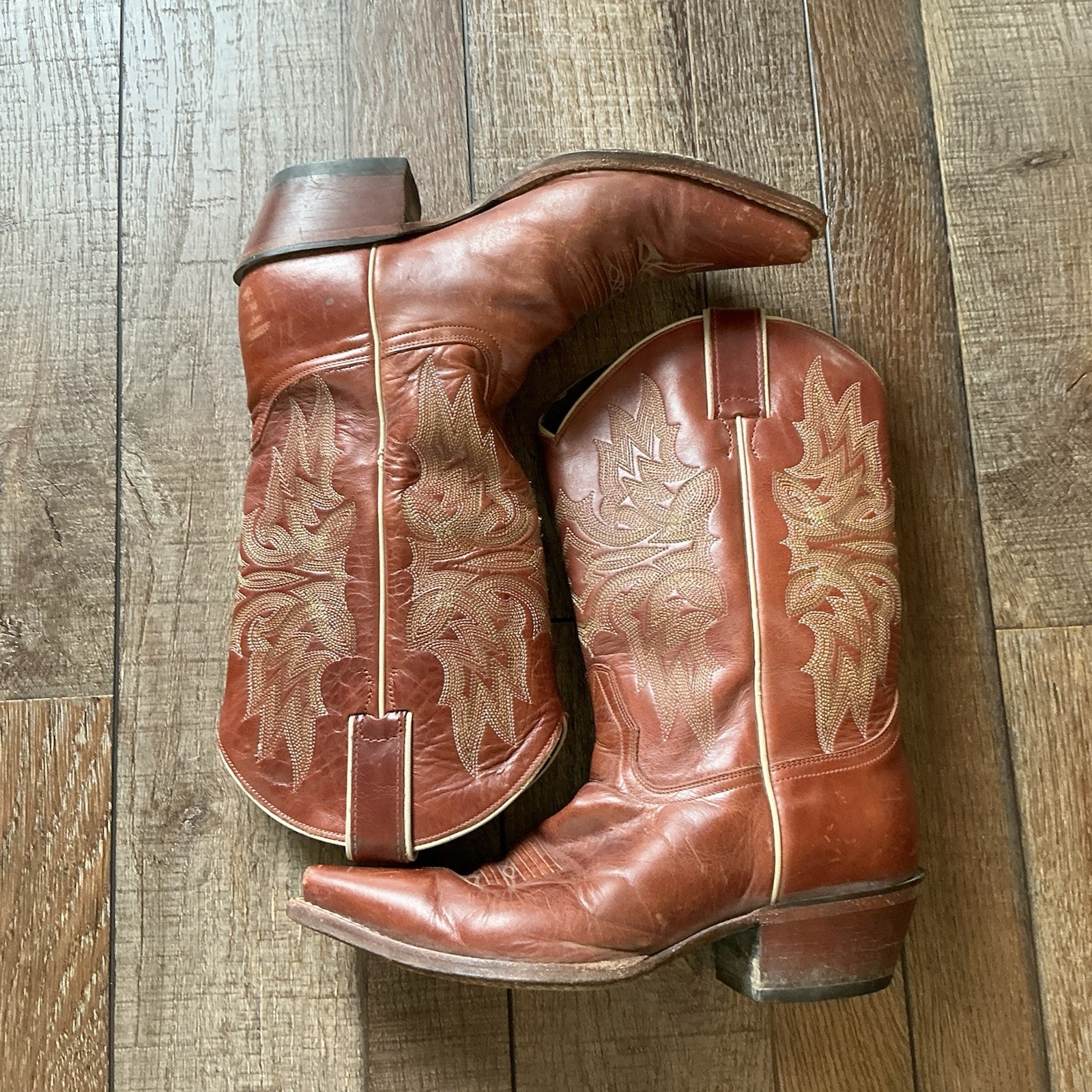 VINTAGE Sonora Western Cowboy Boots Men’s 7D Brown Leather Mexico Made #21C5