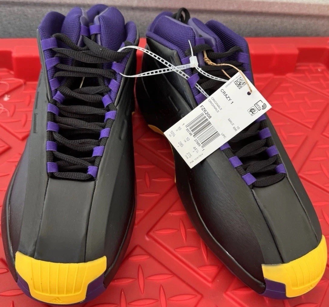 Adidas CRAZY 1 Kobe Black Lakers “Away” Mens Size 10.5 Basketball Shoes Sneakers