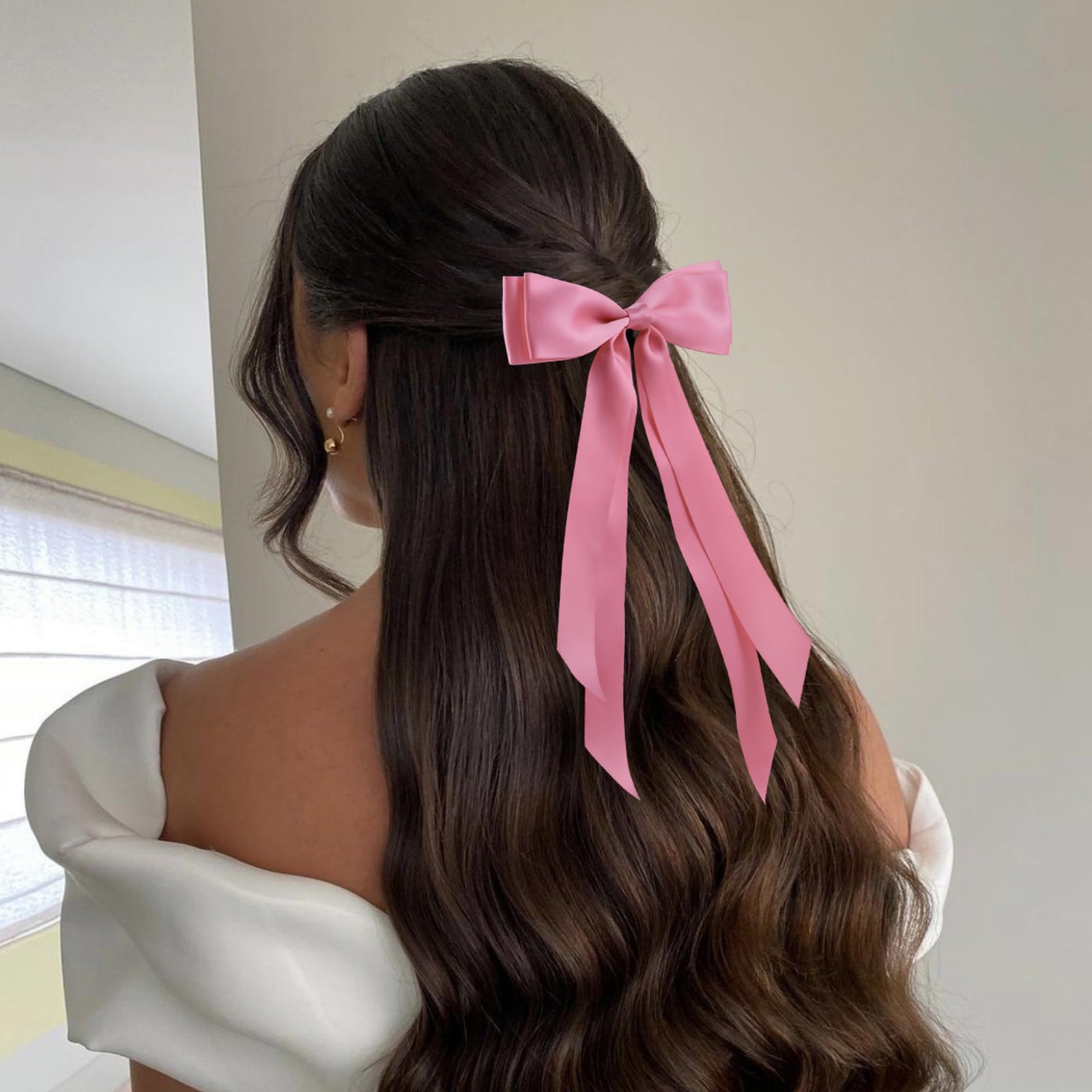 hisial Hair Bows Black White Pink Red Ribbon Clips