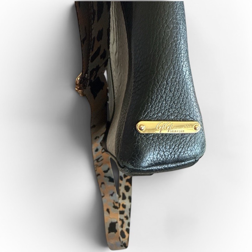 Gigi New York Black Pebble-Grain Leather Crossbody Bag Multicolored Strap
