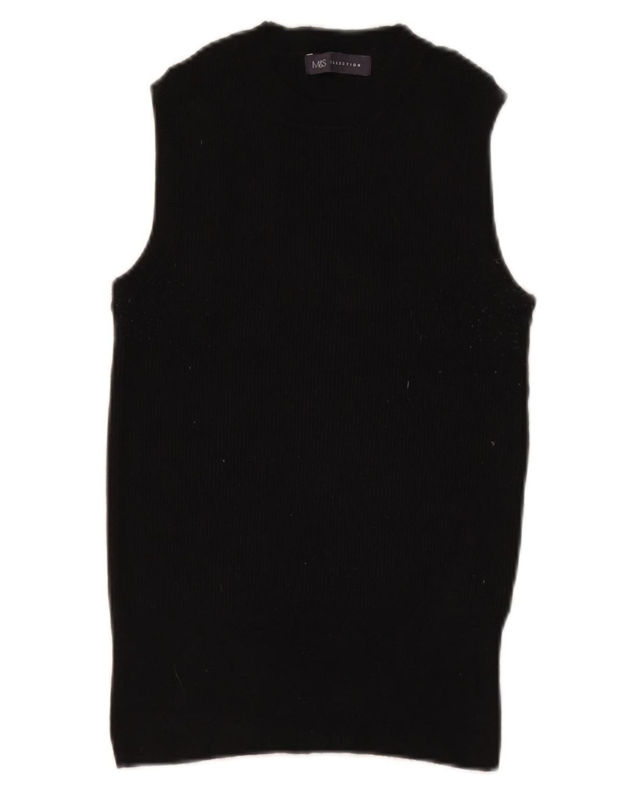 Marks & Spencer Womens Vest Tank Top UK 14 Medium Black Viscose CP37