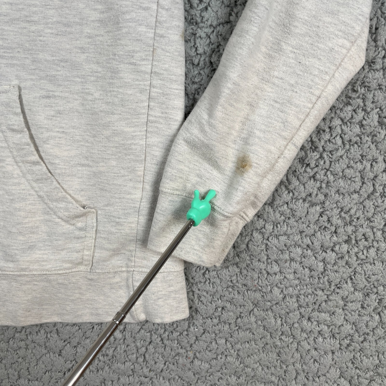Salt life Hoodie Mens Small Gray Skull & Hooks Fishing Logo Drawstring *Flaw