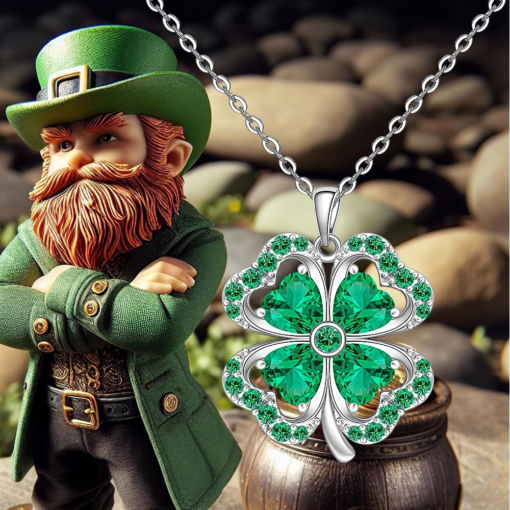 Talonior Shamrock Necklace St Patricks Day 0.86×0.9 inch, Green