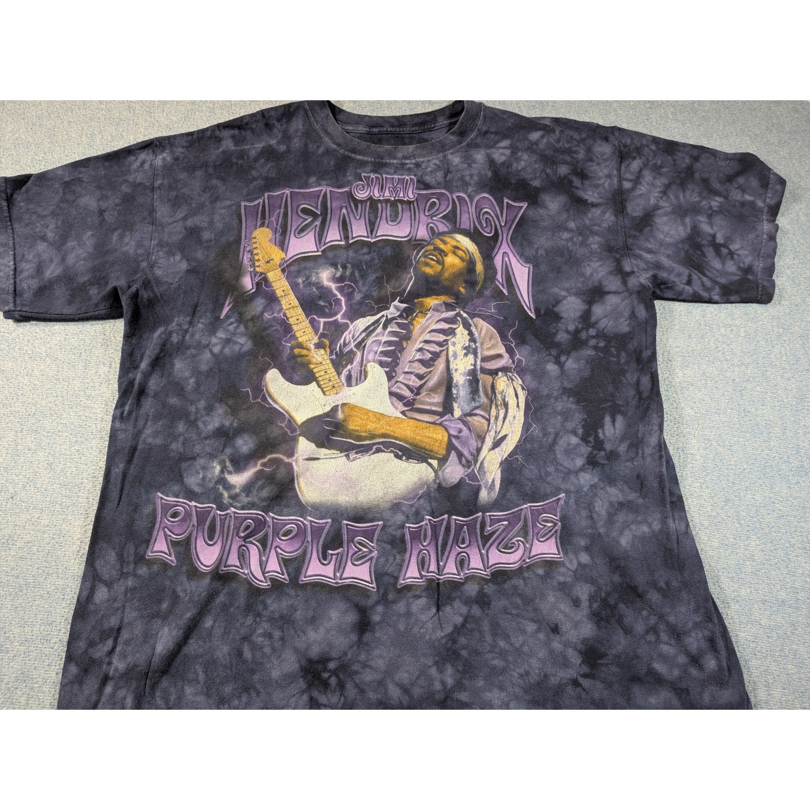 Jimi Hendrix Purple Haze Tie Dye Graphic T-Shirt Mens Large Purple Black Rock