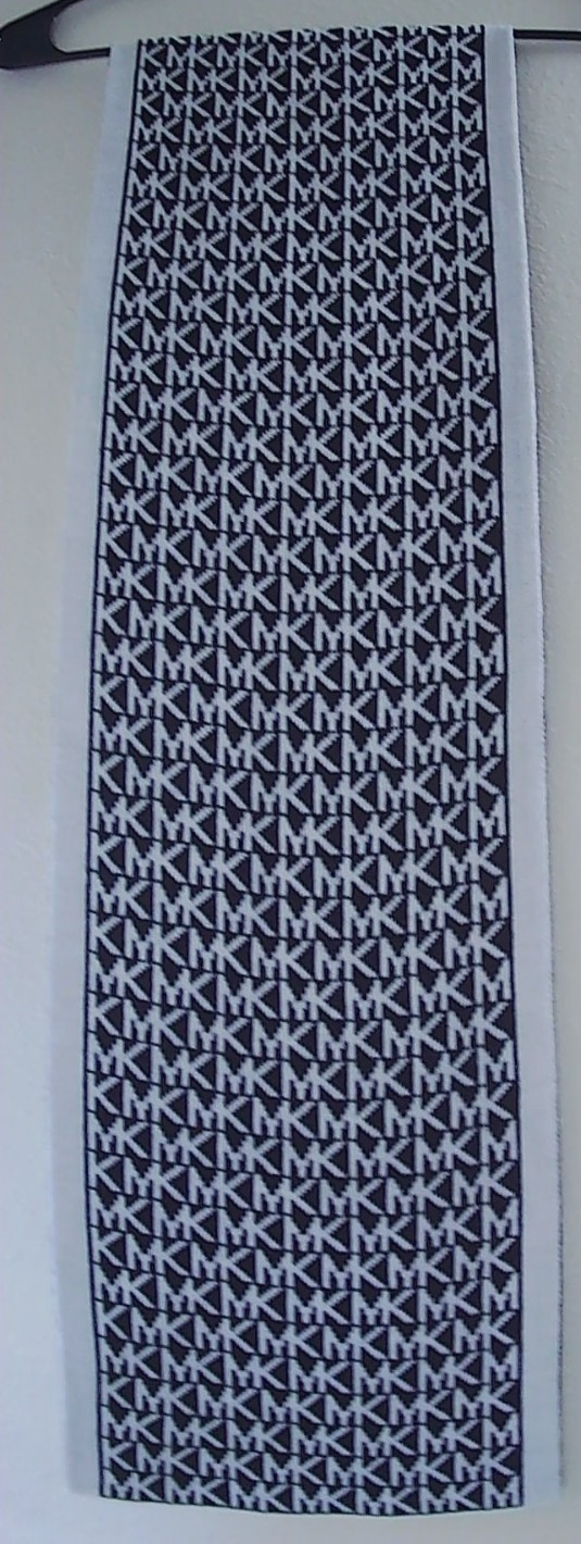 Michael Kors Black & White MK Logo Monogram Scarf 100% Acrylic MSRP $58