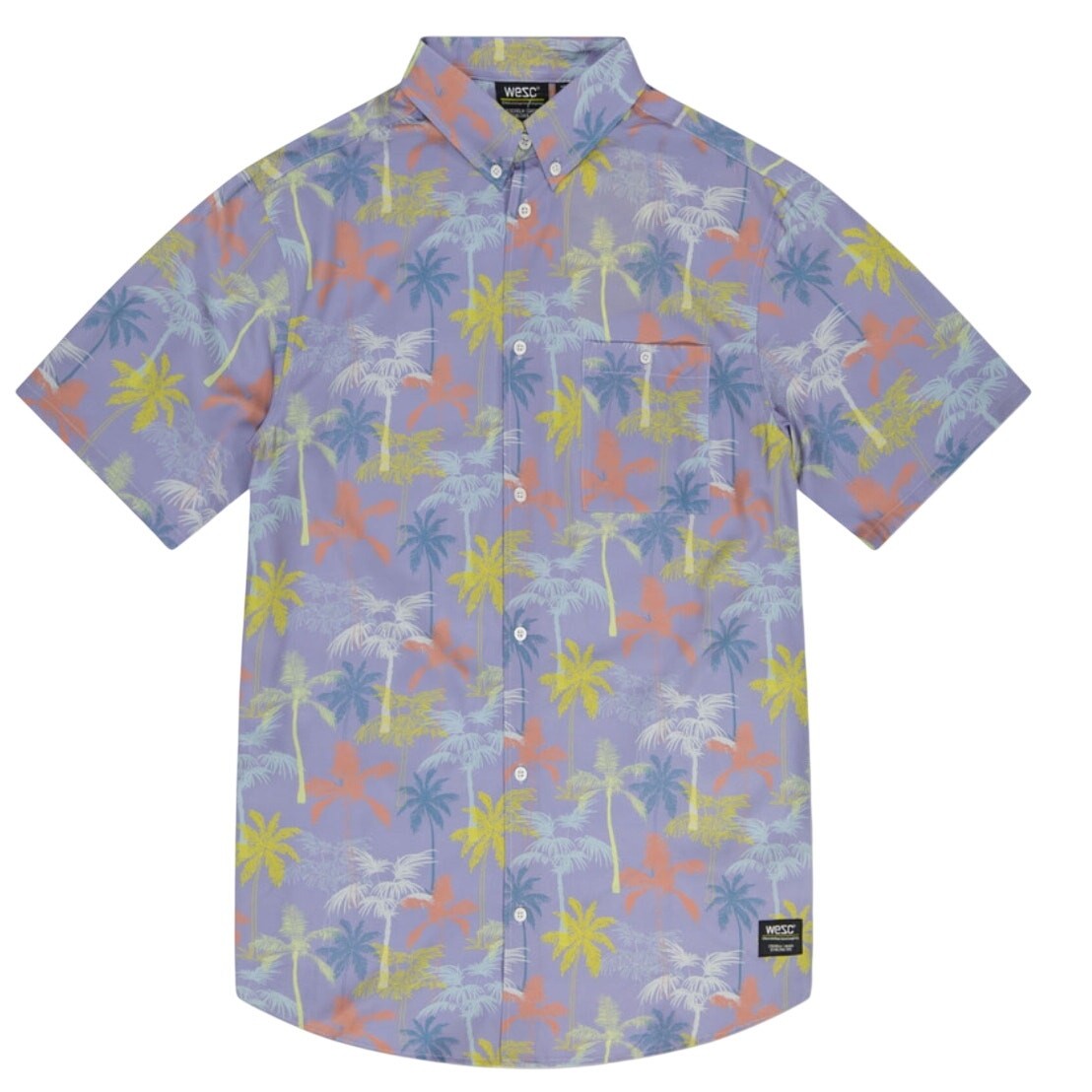 WeSC Oden Miami Palms AOP Camp Shirt, Tropical Vacation, Unisex Size Medium