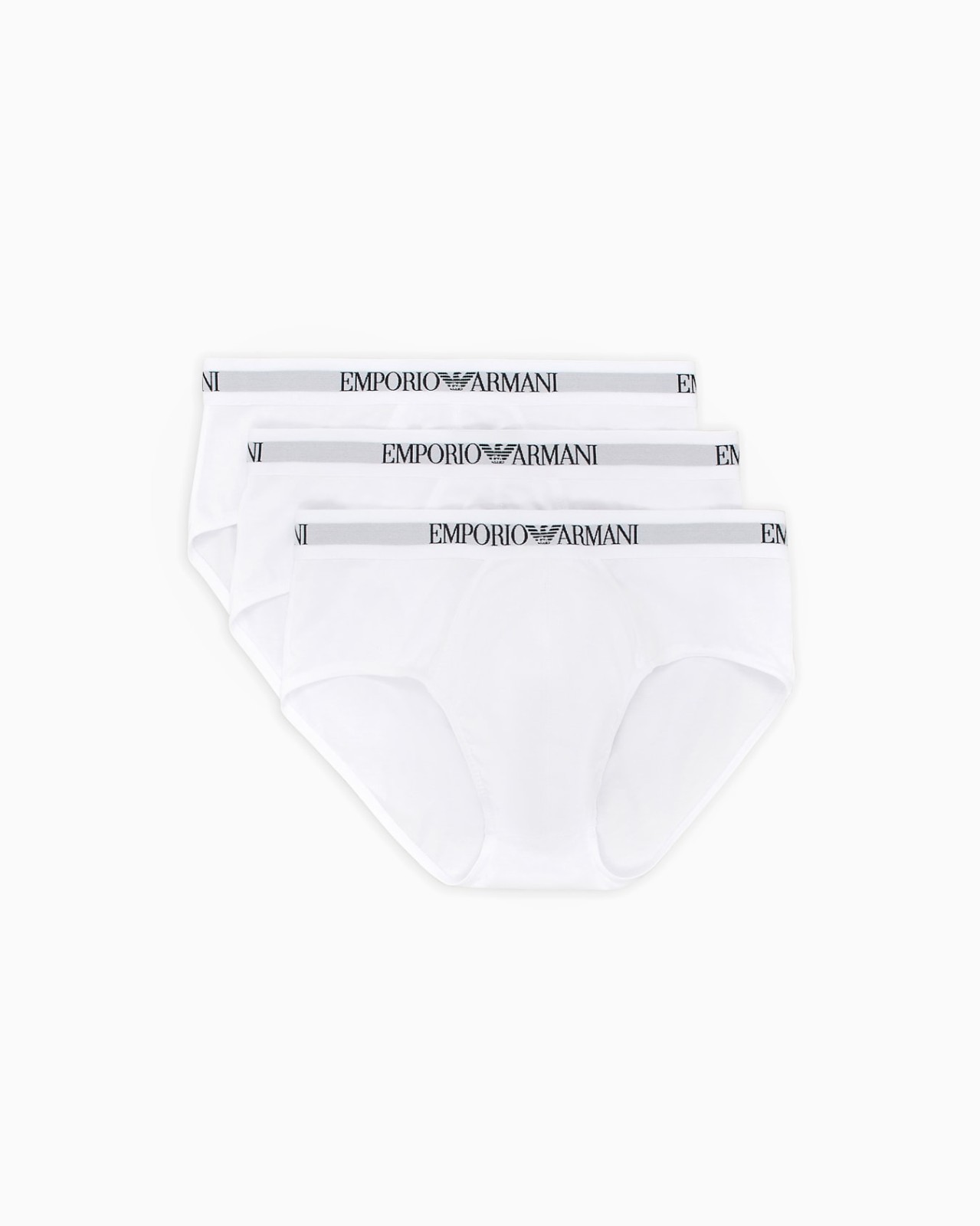 EMPORIO ARMANI MENS COTTON 3-PACK BRIEF UNDERWEAR WHITE # 110824CC722-NWT