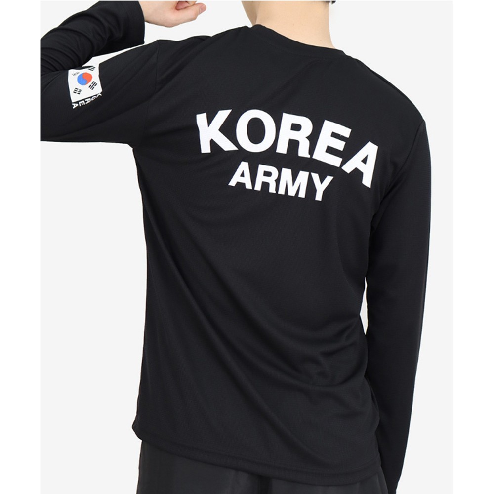 ROKA Korea Army Long Sleeve T-Shirt | ROCATI Cool Dry Black Military Tee | S–4XL