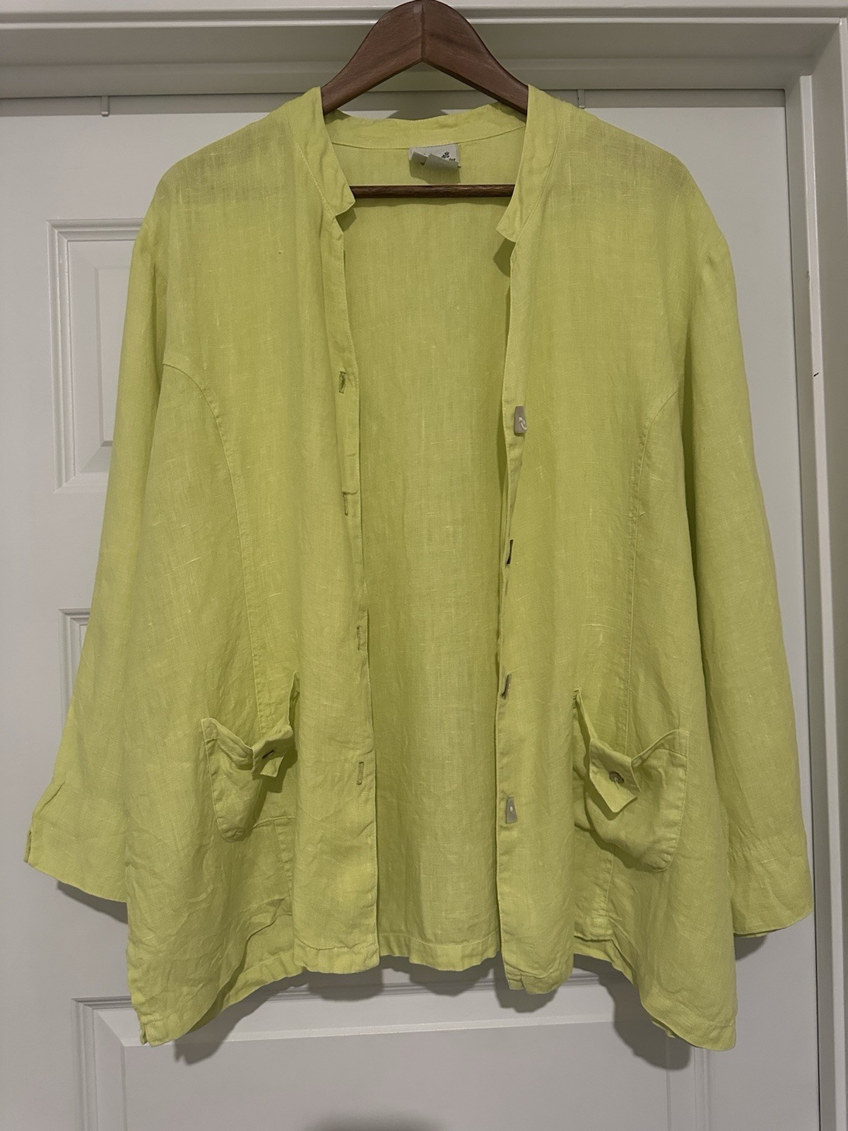 Donna 100% Linen Shell Button Shirt w/ Pockets – Women’s XL – Vintage