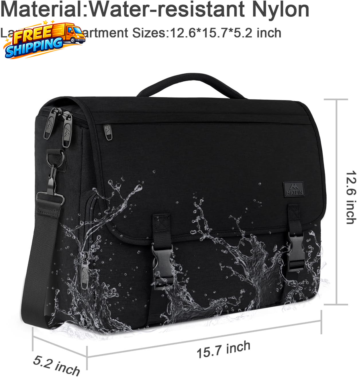 Messenger Bag for Men Briefcases Lightweight Men’S Laptop Bag 15.6 Inch Water