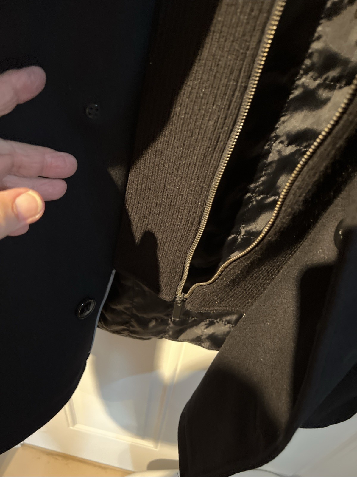 Wool Pea Coat Mens Medium Double Breasted Black Fisherman Nautical Classic Warm