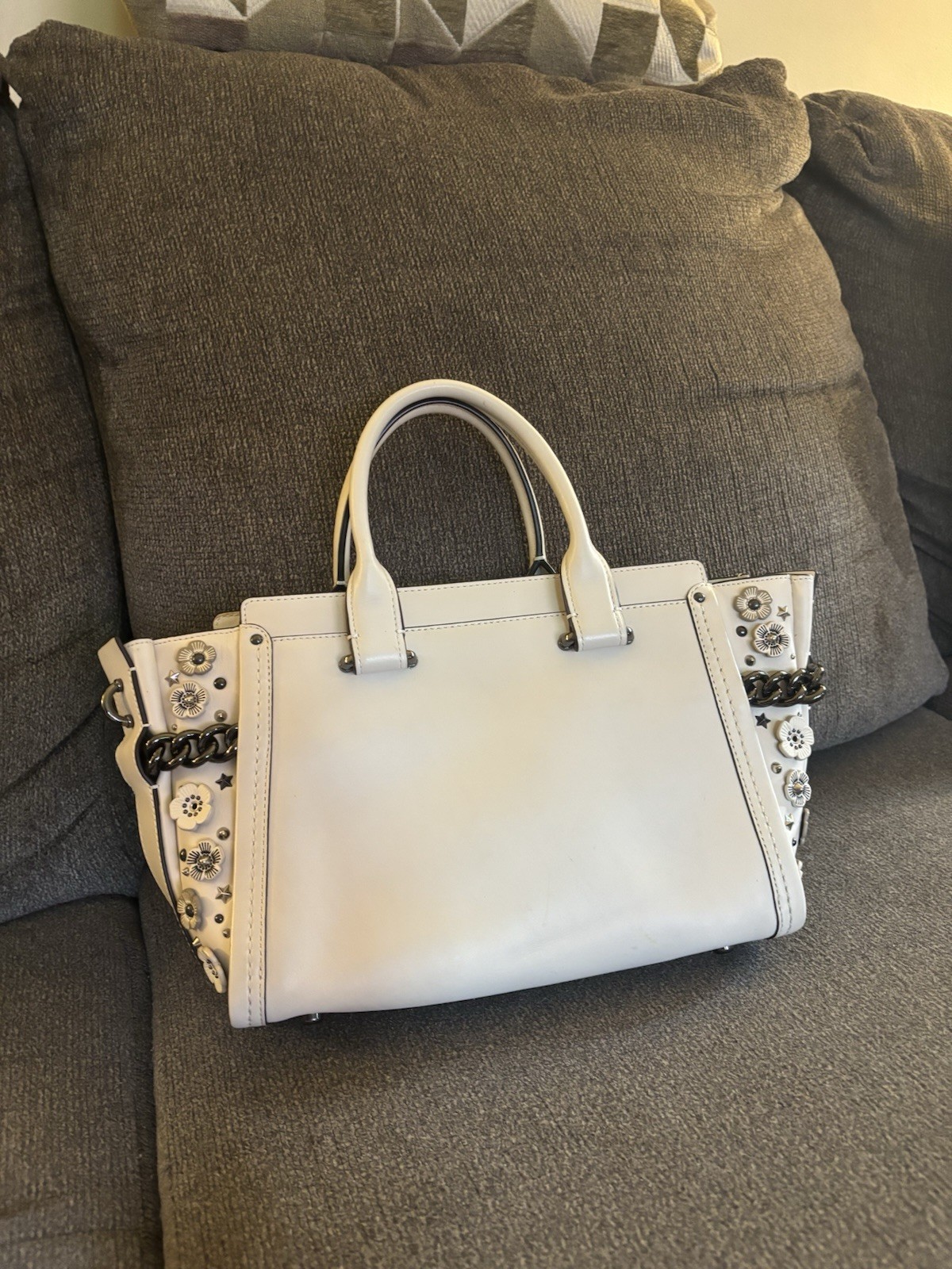 Coach swagger 27 Satchel Off White Leather With Willow Floral Detail
