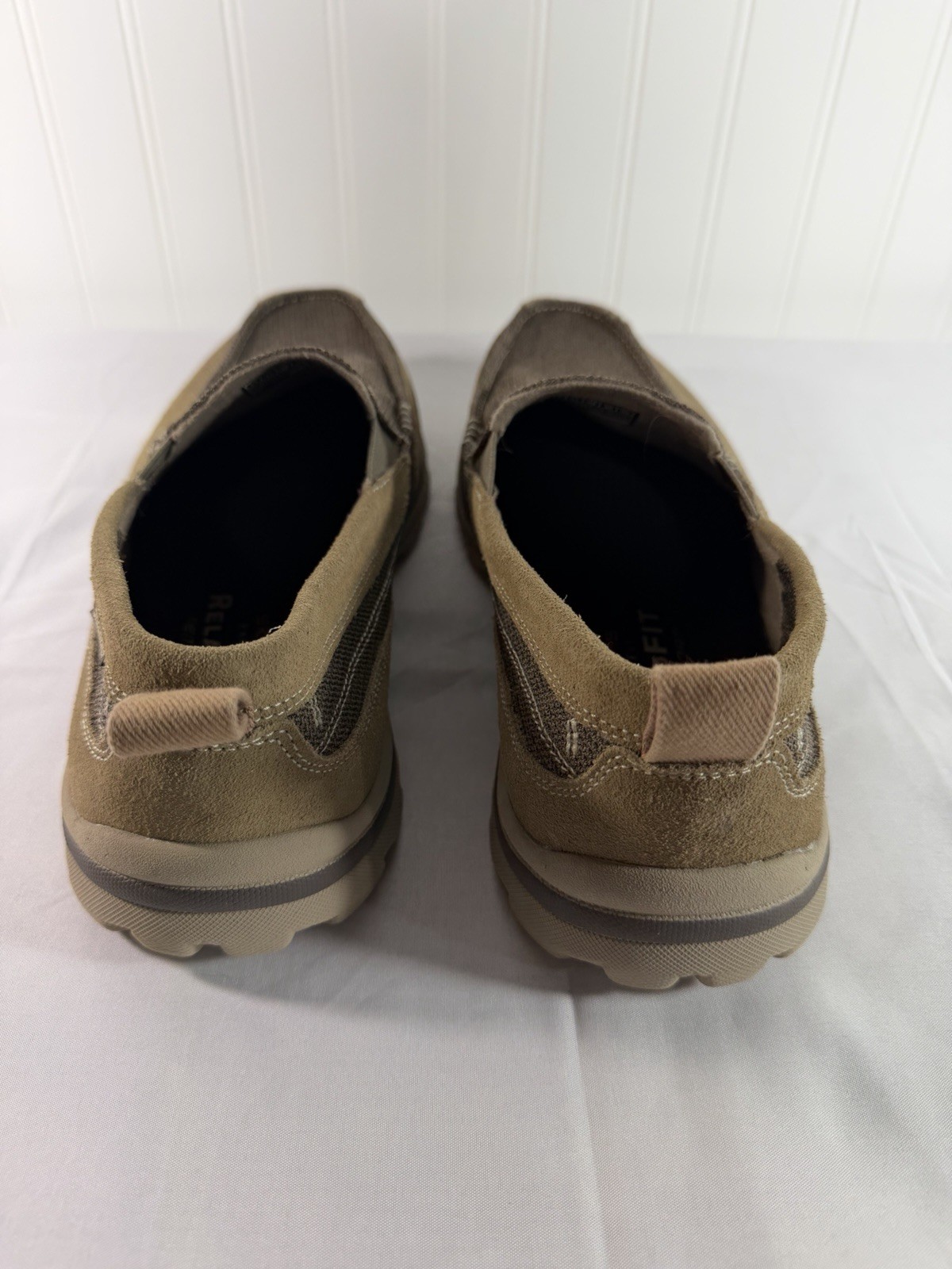 Skechers Relaxed Fit Memory Foam Brown Leather & Textile Loafers Men’s Size 12 M