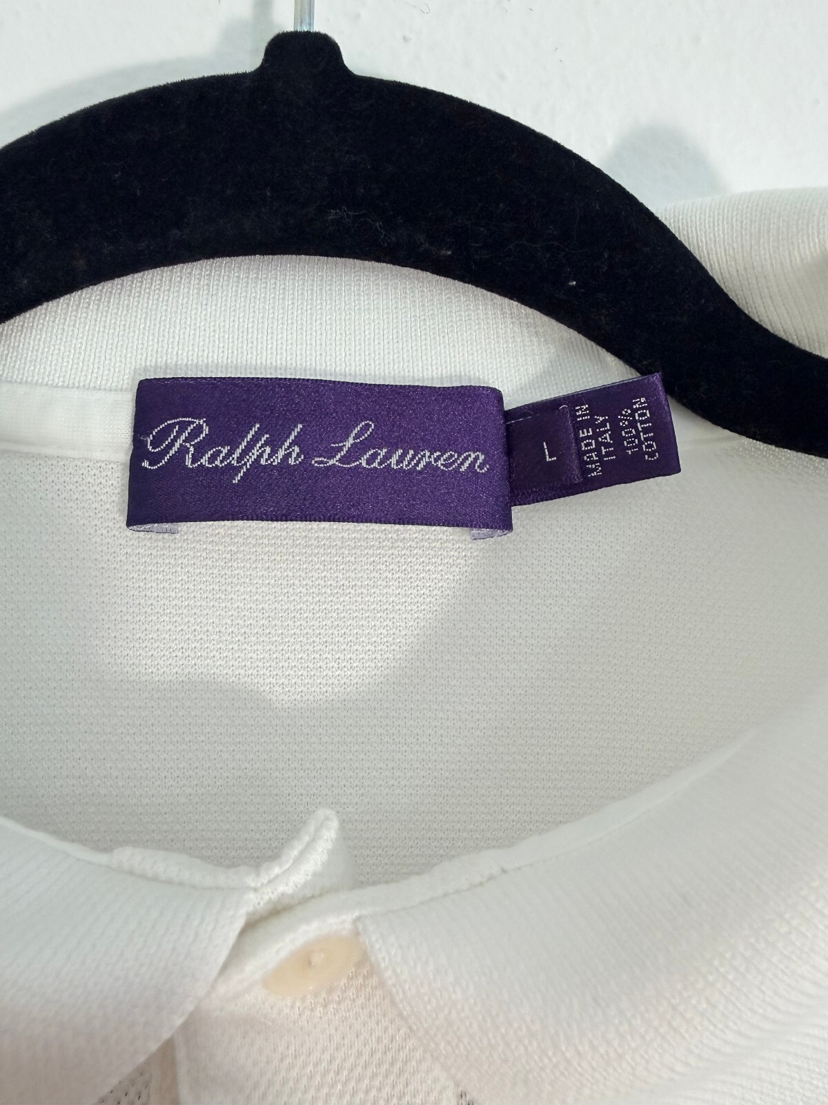 Ralph Lauren Purple Label White Cotton Polo Shirt Women’s Large Luxury