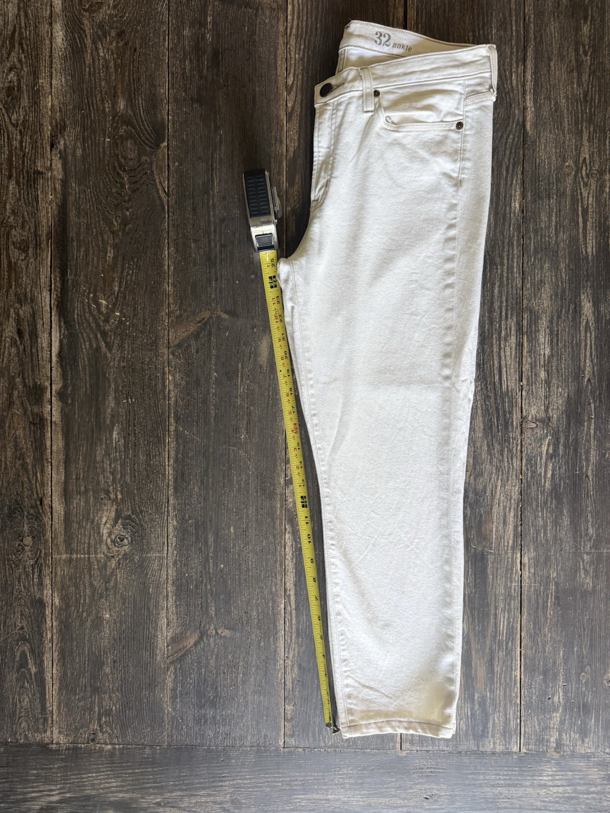 J.CREW Toothpick Ecru Ankle Slim Stretch Denim Jeans 5-Pocket Button Zip