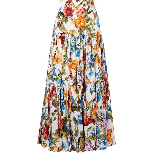 SPECIAL! DOLCE & GABBANA BAMBOO FLORAL COTTON MAXI SKIRT , IT38