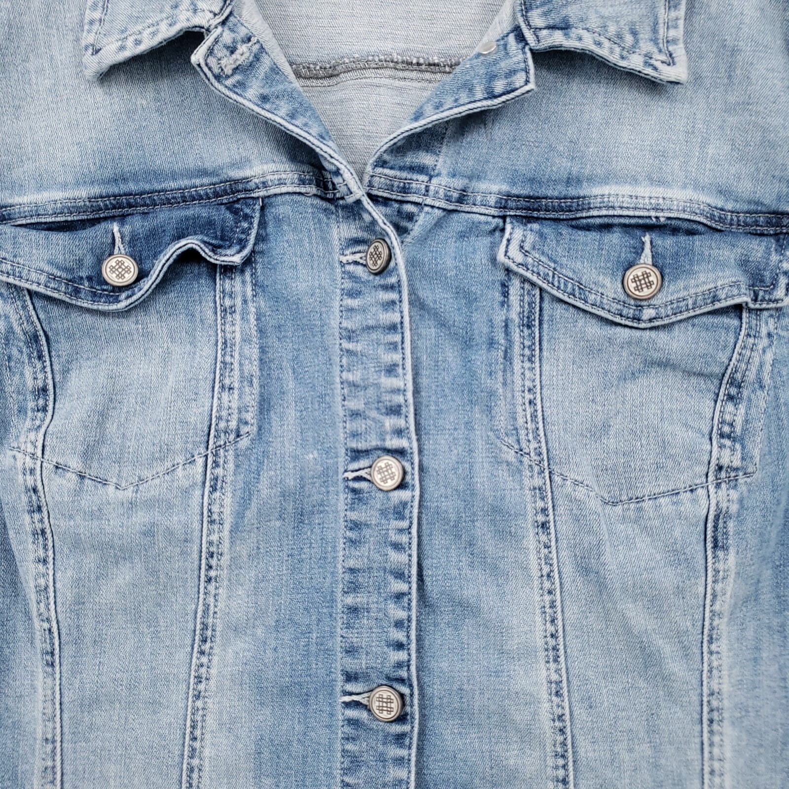 Laurie Felt Jacket Women 3X Plus Blue Classic Denim Belted Jean Collared Stretch