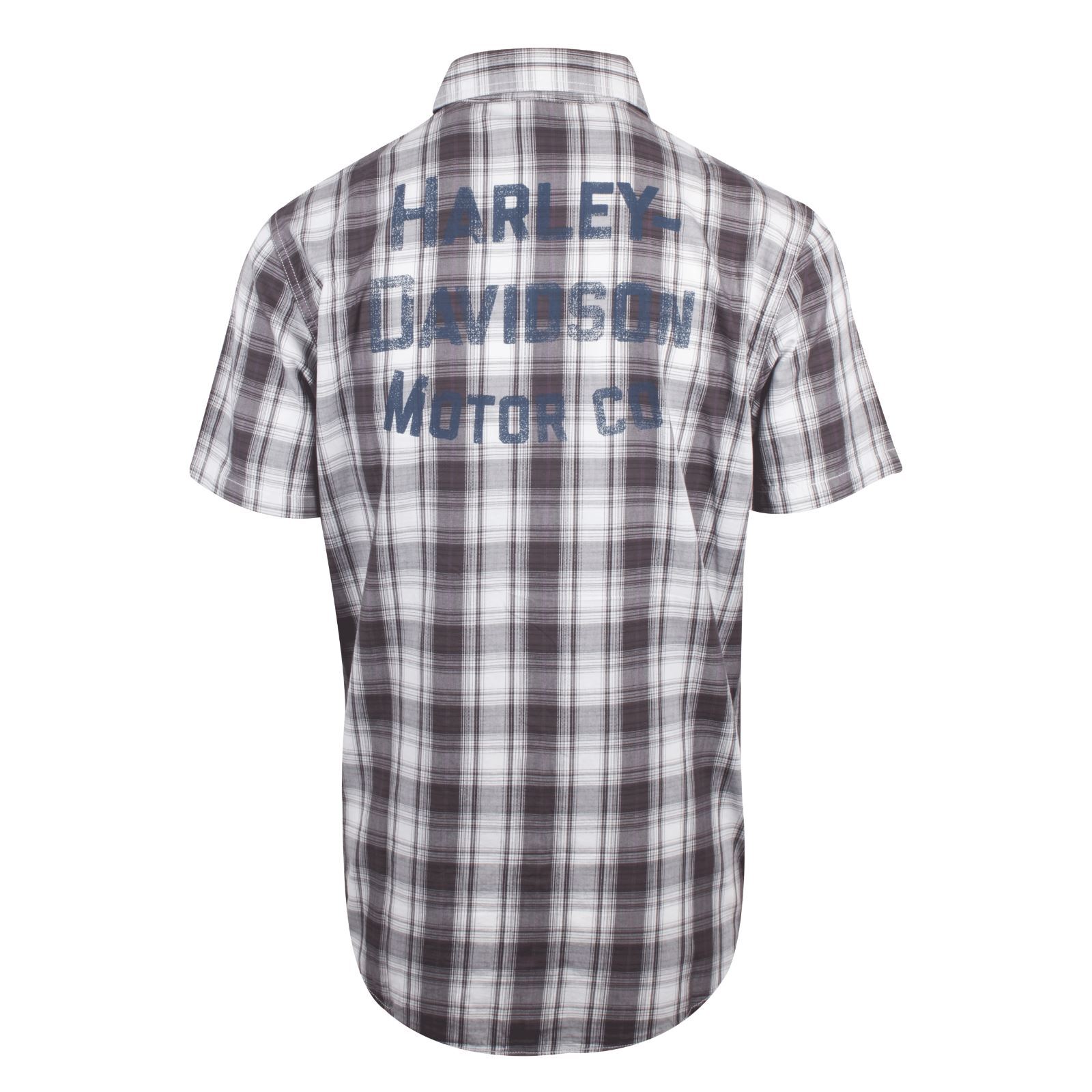 Harley-Davidson Men’s Ash Gray White Plaid Amplifier S/S Woven Shirt (S34)