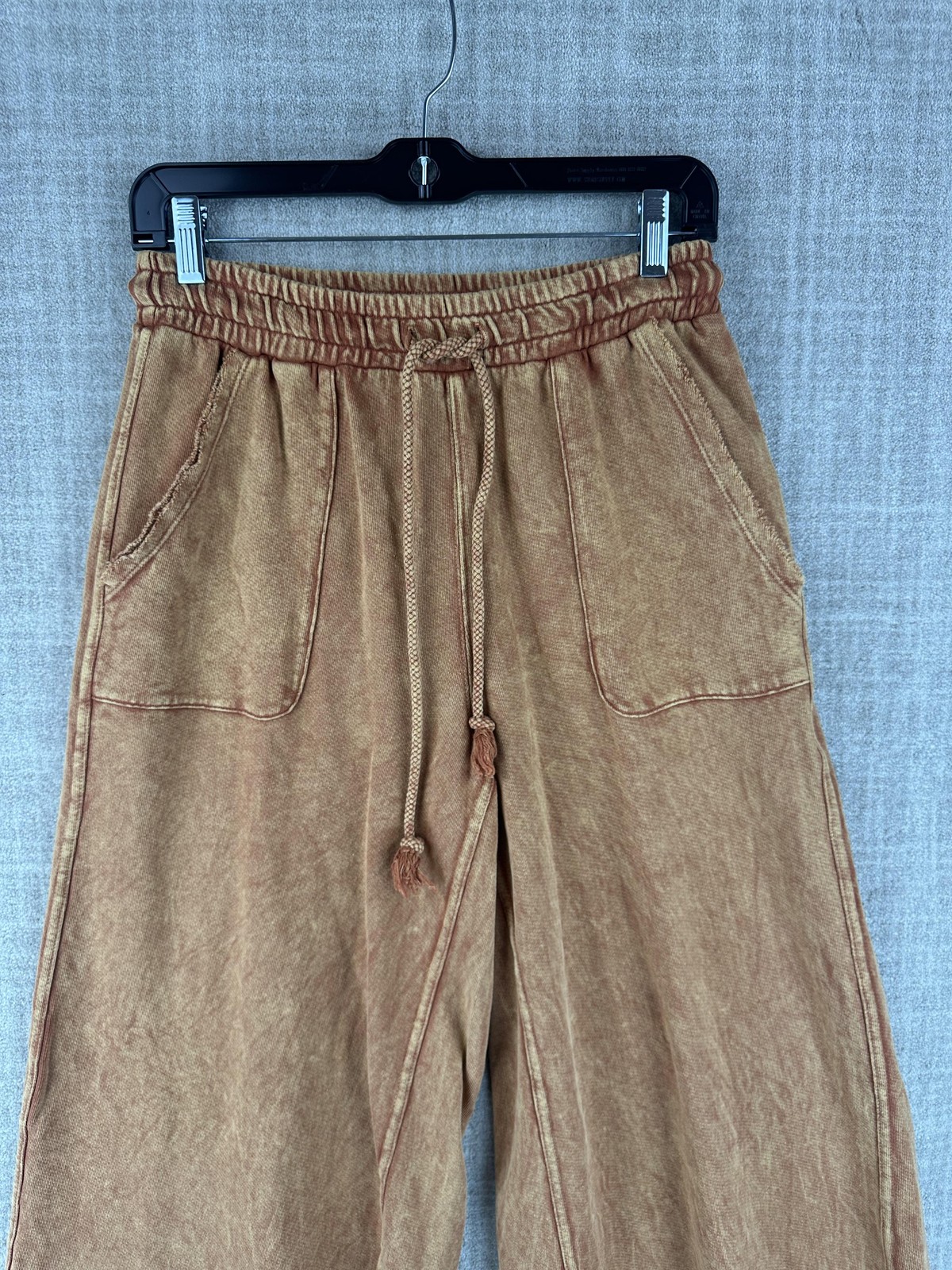 Three Bird Nest Pants Womens S Brown Harem Terry Cotton Pleated Drawstring