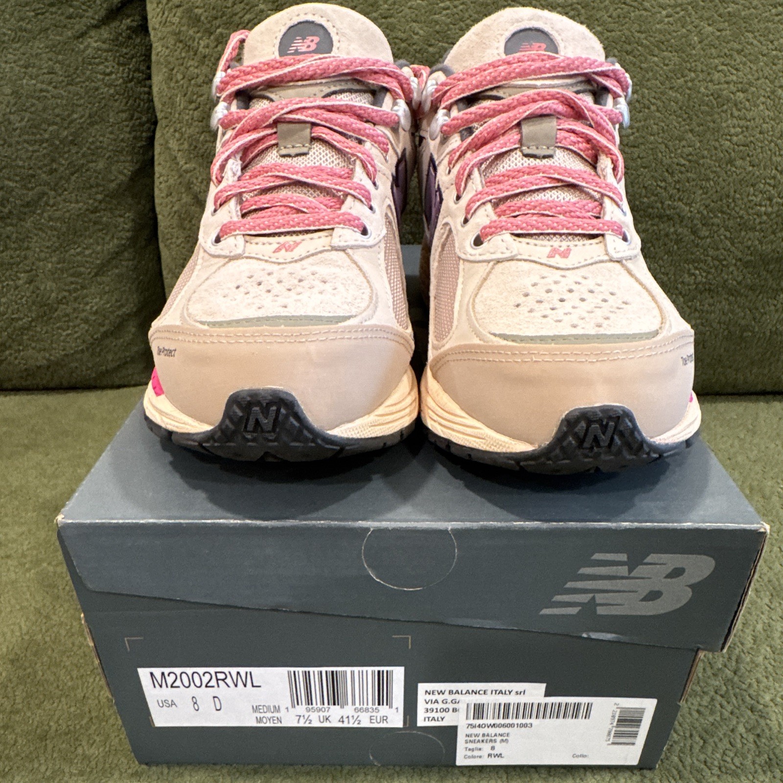 New Balance 2002R Hiking Pack Low Top Suede Sneakers Beige Pink Purple