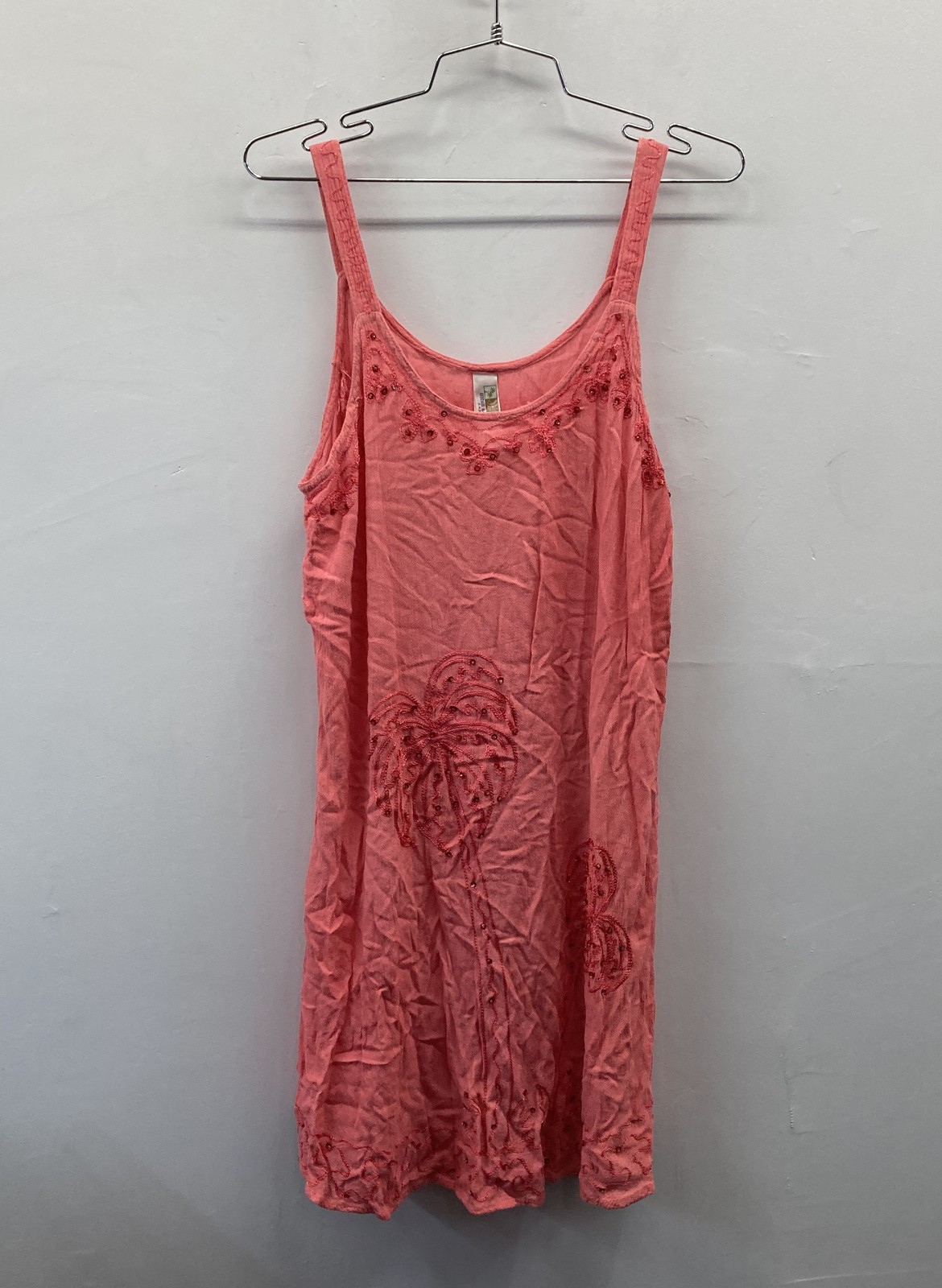 India Boutique Women’s Coral Embroidered Rayon Sleeveless Tunic Top Free Size