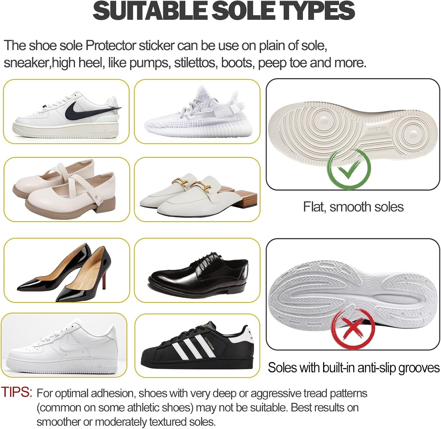 Sole Protector for Sneakers 2 Pack Transparent Shoe Sole Guard Anti-Slip Durable