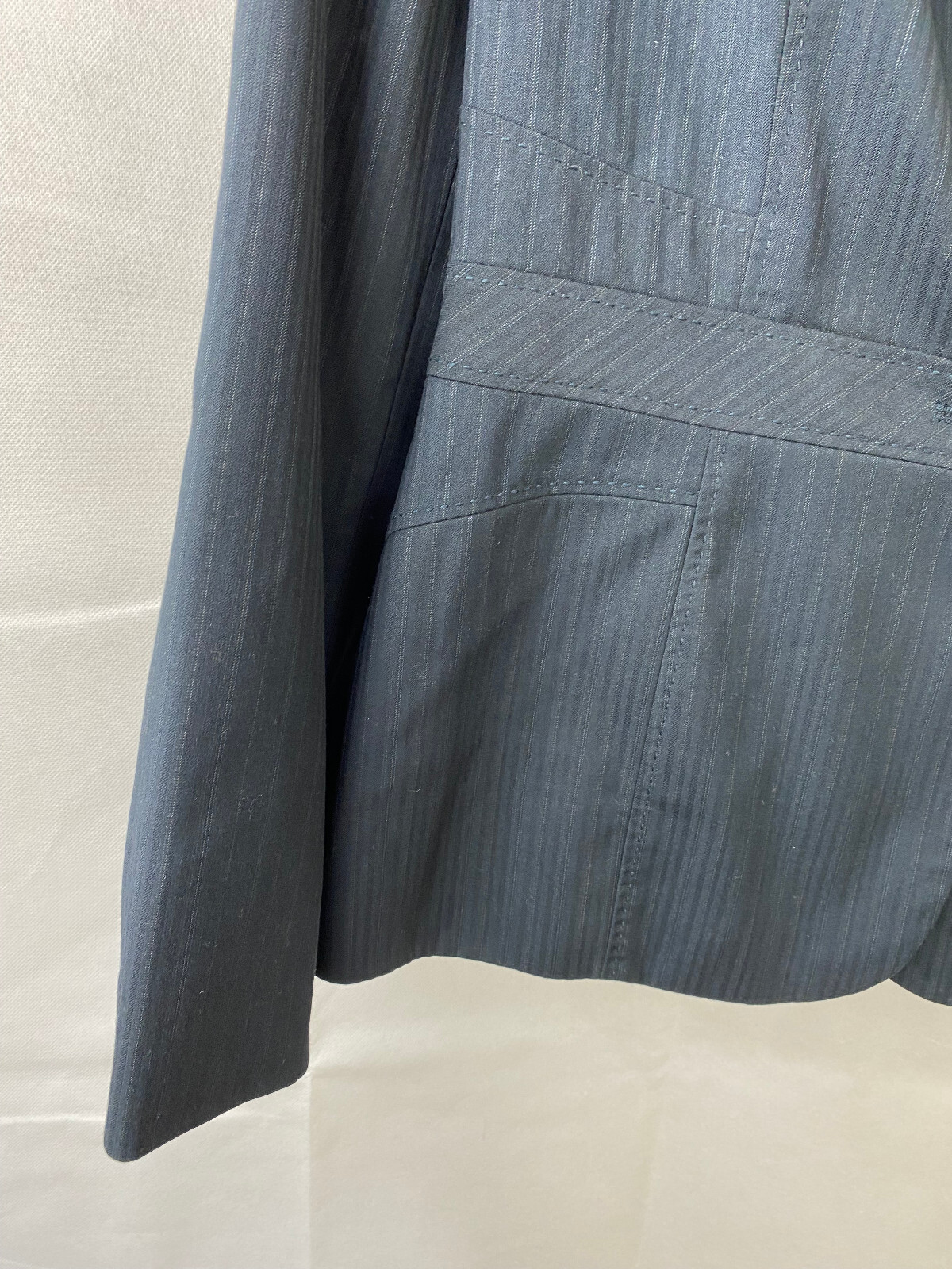 Bhs Classic Vintage Pinstripe Dark Navy Suit Blazer UK 10
