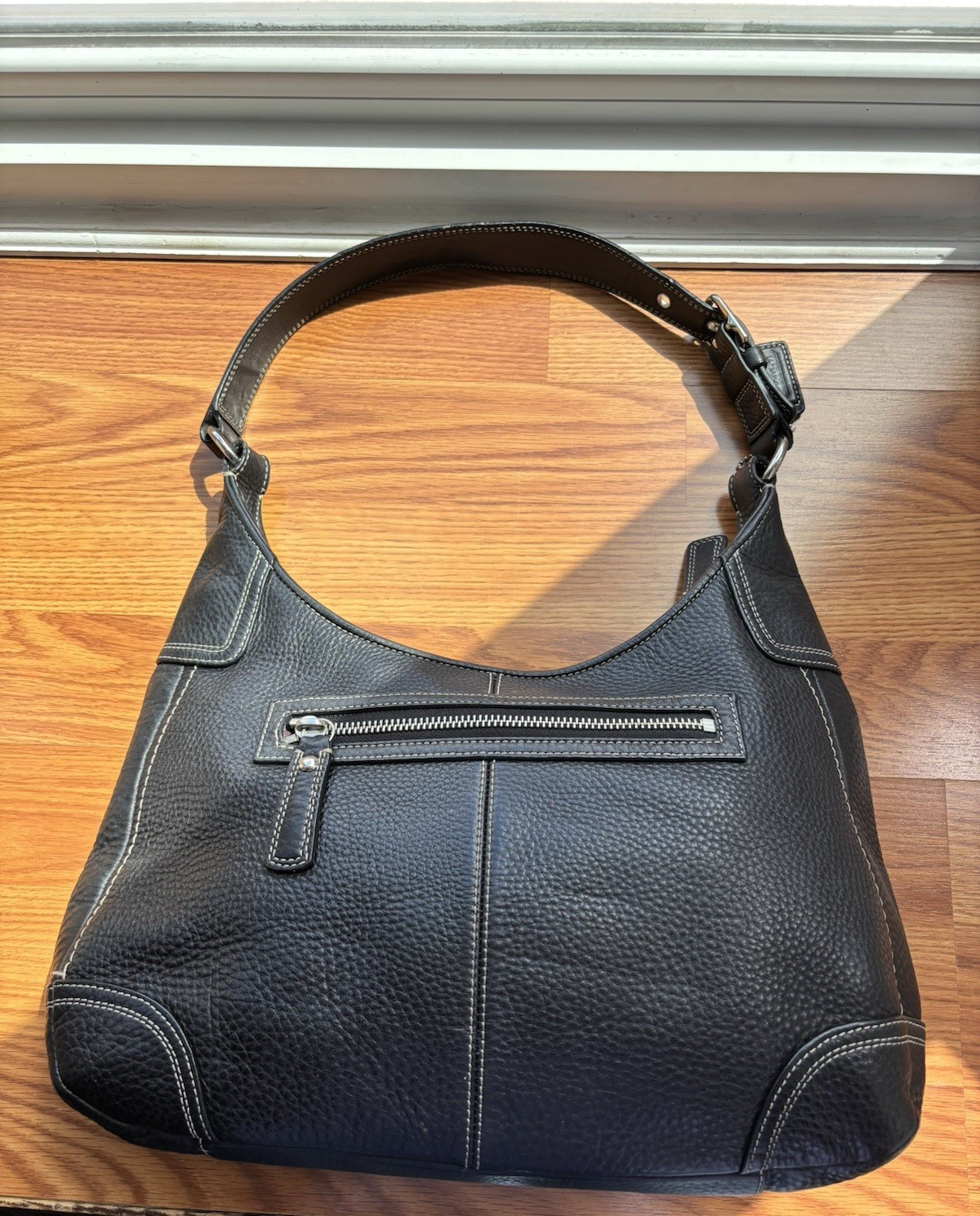 Coach Black Womens Pebbled Shoulder Bag Turn Lock F13956-See Description