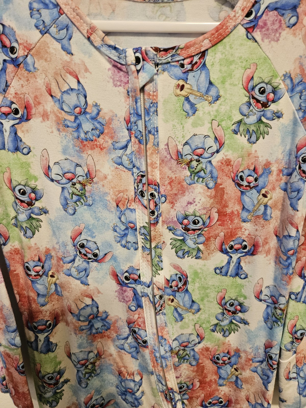 Bamboo Disney Stitch Graphic Print Zip Sleeper Long Sleeve 18-24M